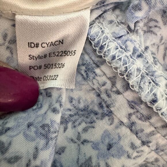 Eileen West Blue Floral Sleeveless Nightgown  Small Rayon Lace Trim Cottagecore - Picture 6 of 7